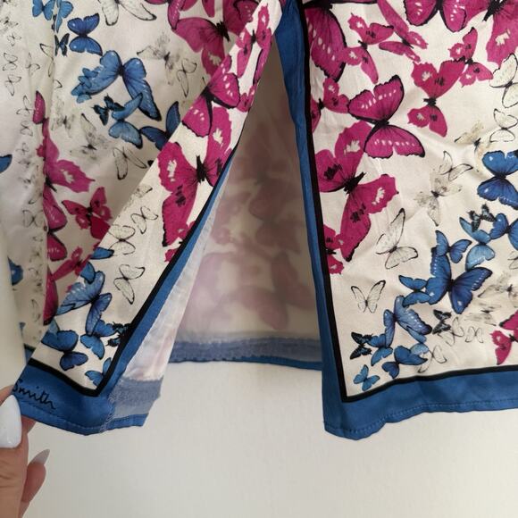 Paul Smith Blue Novelty Print Butterfly 100% Silk Pencil Midi Skirt US 10/UK14 - Picture 6 of 8